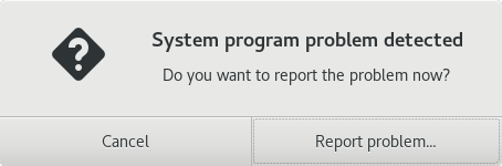 System program problem detected dialog